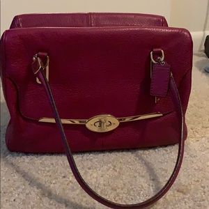 Magenta Coach Purse with Crossbody Strap